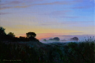 Картина под названием "Утро. Туман стелется" - Ruslan Kiprych, Подлинное произведение искусства, Масло