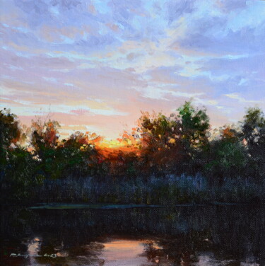 Картина под названием "Облака на закате" - Ruslan Kiprych, Подлинное произведение искусства, Масло