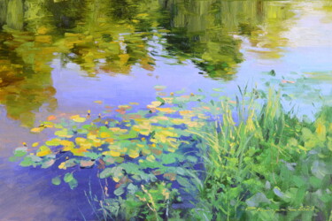 Картина под названием "Кувшинки на водной…" - Ruslan Kiprych, Подлинное произведение искусства, Масло