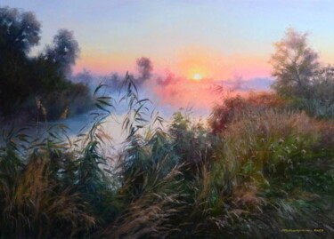 Malerei mit dem Titel "Солнце взошло" von Ruslan Kiprych, Original-Kunstwerk, Öl