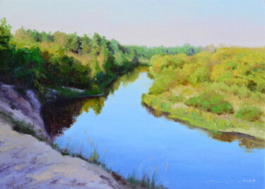 Картина под названием "Вид на реку с высок…" - Ruslan Kiprych, Подлинное произведение искусства, Масло
