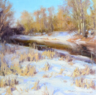 Schilderij getiteld "Солнечный декабрь" door Ruslan Kiprych, Origineel Kunstwerk, Olie