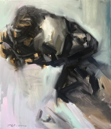 Peinture intitulée "abstract head" par Ruslan Nikankin, Œuvre d'art originale, Huile Monté sur Châssis en bois