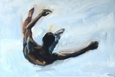 Painting titled "in zero gravity" by Ruslan Nikankin, Original Artwork, Oil Mounted on Wood Stretcher frame