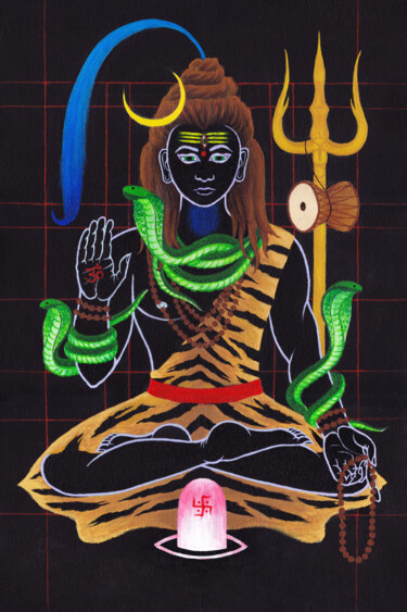 Ζωγραφική με τίτλο "Shiva" από Ruslan Radionov, Αυθεντικά έργα τέχνης, Ακρυλικό