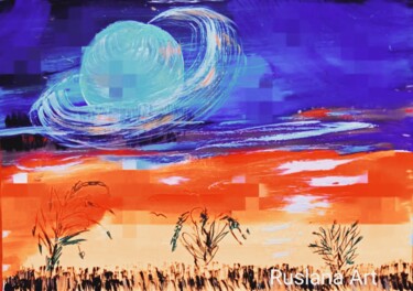 Картина под названием "Земля в ілюмінаторі" - Ruslana Korenovska, Подлинное произведение искусства, Акрил
