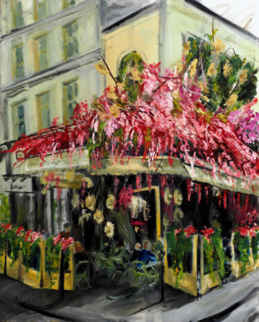 Malerei mit dem Titel "Paris Cafe - Maison…" von Ruslana Levandovska, Original-Kunstwerk, Öl