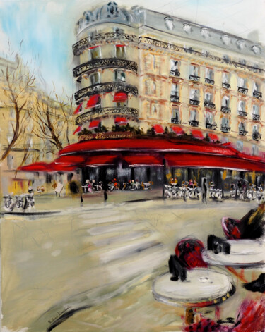 Картина под названием "Paris Brewery Cafe…" - Ruslana Levandovska, Подлинное произведение искусства, Масло