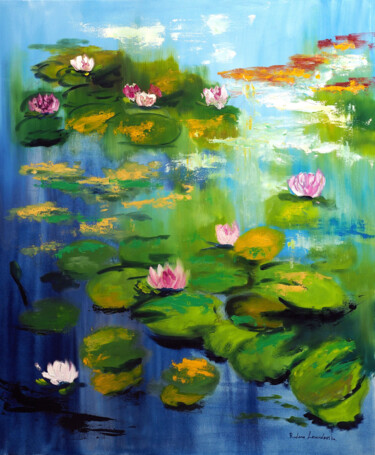 Pintura titulada "Water lilies of Mon…" por Ruslana Levandovska, Obra de arte original, Oleo Montado en Bastidor de camilla…