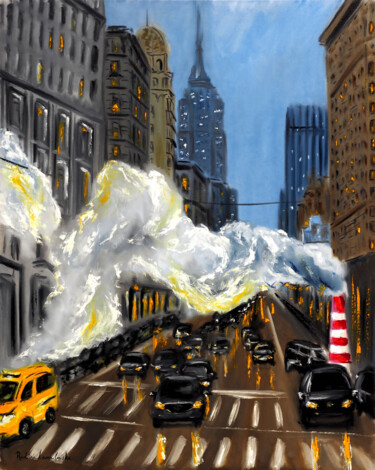 绘画 标题为“Evening in New York” 由Ruslana Levandovska, 原创艺术品, 油 安装在木质担架架上