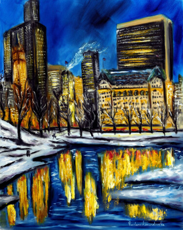 Картина под названием "New York City Centr…" - Ruslana Levandovska, Подлинное произведение искусства, Масло Установлен на Де…