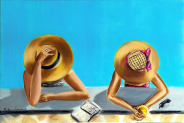 Malarstwo zatytułowany „At the Pool” autorstwa Ruslana Levandovska, Oryginalna praca, Olej Zamontowany na Drewniana rama nos…