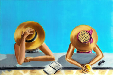 Pintura intitulada "At the Pool" por Ruslana Levandovska, Obras de arte originais, Óleo Montado em Armação em madeira