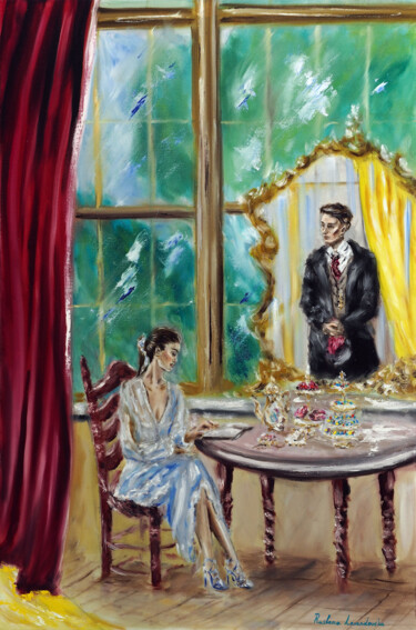 Картина под названием "Afternoon Tea" - Ruslana Levandovska, Подлинное произведение искусства, Масло Установлен на Деревянна…