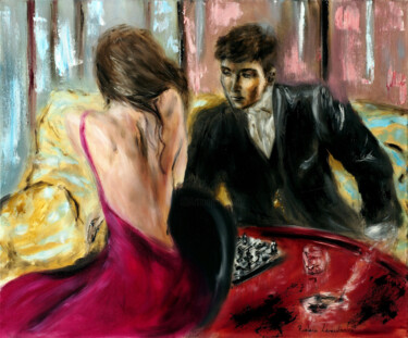 Painting titled "Your Next Move" by Ruslana Levandovska, Original Artwork, Oil Mounted on Wood Stretcher frame