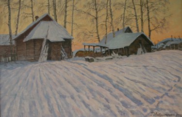 Картина под названием "Зимний закат" - Ruslan L. Lavrinenko, Подлинное произведение искусства, Масло