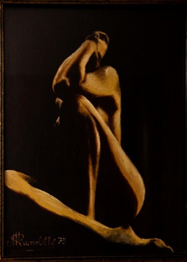 Peinture intitulée "Donna silouette 1979" par Michele Russolillo, Œuvre d'art originale, Huile