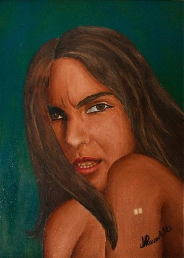 Malerei mit dem Titel "Ritratto di donna 1…" von Michele Russolillo, Original-Kunstwerk, Öl