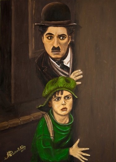 Painting titled "Chaplin - The Kid 2" by Michele Russolillo, Original Artwork