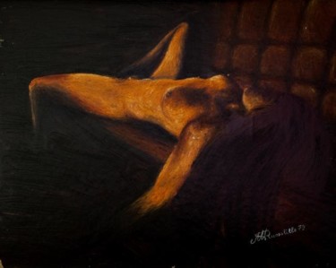 Pittura intitolato "Nudo di donna su ca…" da Michele Russolillo, Opera d'arte originale, Olio