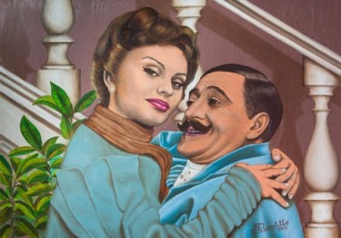 Pintura titulada "Totò e Sofia Loren" por Michele Russolillo, Obra de arte original, Oleo