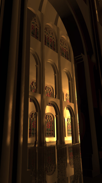 Digitale Kunst getiteld "Cathedral" door Russell Newell, Origineel Kunstwerk, 3D-modellering