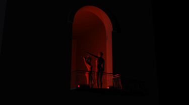 Arte digitale intitolato "Balcony Study" da Russell Newell, Opera d'arte originale, Modellazione 3D
