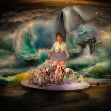 Arts numériques intitulée "Girl with Dolmatian…" par Rustle Extreme, Œuvre d'art originale, Collage numérique
