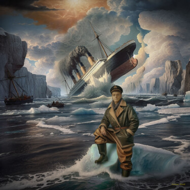 Digitale Kunst getiteld "Among the icebergs." door Rustle Extreme, Origineel Kunstwerk, Digitale collage