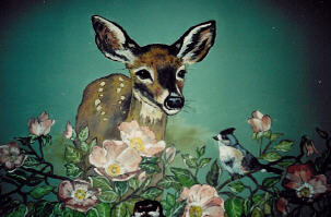 Painting titled "Deer and Azaleas Mu…" by Rusty Short, Original Artwork