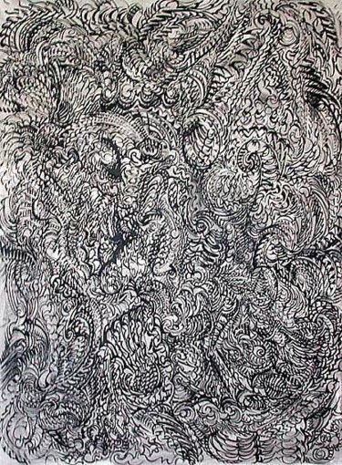 Drawing titled "Texture-2" by Gabor Ruszkai, Original Artwork