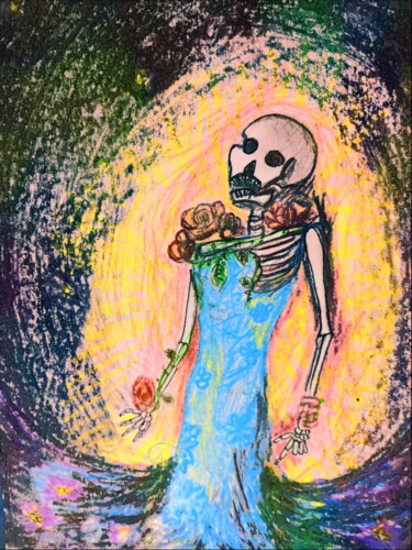 Painting titled "death comes without…" by Ruta Ba, Original Artwork, Pastel