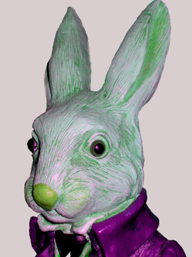 Arts numériques intitulée "white-rabbit-head-p…" par Ruta Sevo, Œuvre d'art originale