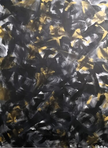 Painting titled "Gold and Silver" by Rute Carlos, Original Artwork, Acrylic Mounted on Wood Stretcher frame