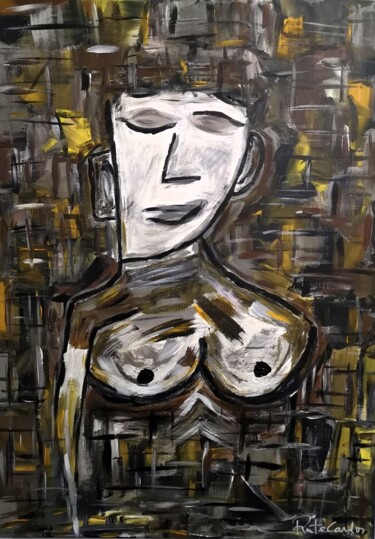 Painting titled "Evelyn" by Rute Carlos, Original Artwork, Acrylic Mounted on Wood Stretcher frame
