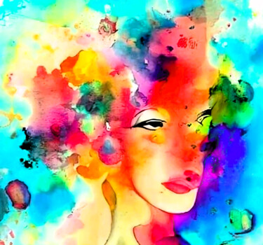 Grafika cyfrowa / sztuka generowana cyfrowo zatytułowany „Vibrant Woman” autorstwa Rute Carlos, Oryginalna praca, Malarstwo…
