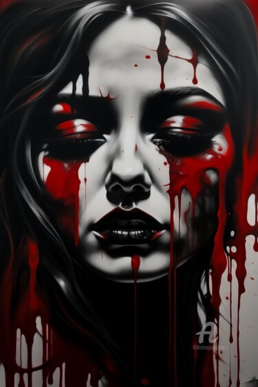 Digital Arts titled ""Red tears"" by Rute Carlos, Original Artwork, Digital Painting