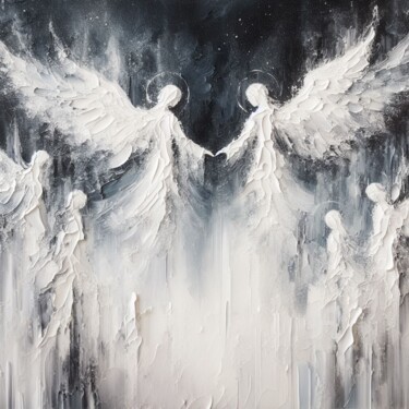 Цифровое искусство под названием "Angels in love" - Rute Carlos, Подлинное произведение искусства, Цифровая живопись