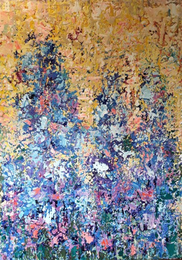 Painting titled "Rittersporn 4" by Ruth Bojer, Original Artwork, Acrylic