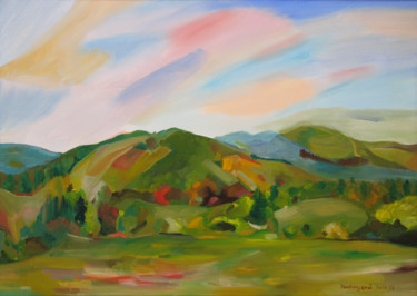 Painting titled "Country near mounta…" by Ruth Dubayová, Original Artwork, Oil