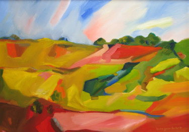 Painting titled "Sunny hills / Colli…" by Ruth Dubayová, Original Artwork, Oil