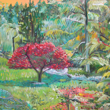 Ζωγραφική με τίτλο "The red tree" από Ruth Dubayová, Αυθεντικά έργα τέχνης, Λάδι