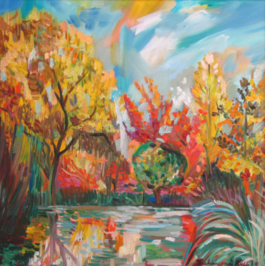 Painting titled "The colors of my ga…" by Ruth Dubayová, Original Artwork, Oil