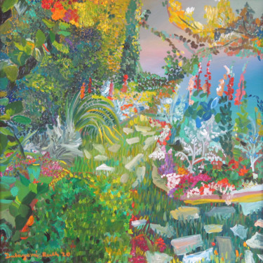 Schilderij getiteld "Spring in my garden…" door Ruth Dubayová, Origineel Kunstwerk, Olie