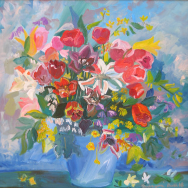 Картина под названием "Flowers 36" - Ruth Dubayová, Подлинное произведение искусства, Масло