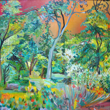 Painting titled "Forest still life 2…" by Ruth Dubayová, Original Artwork, Oil Mounted on Wood Stretcher frame