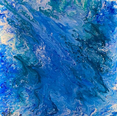 Peinture intitulée "Écume bleu" par Ruth Rebout, Œuvre d'art originale, Acrylique Monté sur Châssis en bois