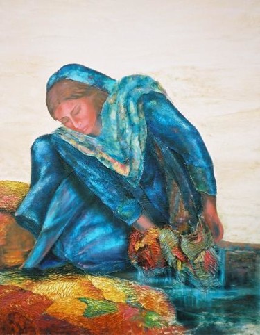 Peinture intitulée "à la rivière" par Ruthi Shai, Œuvre d'art originale, Huile