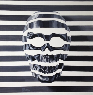 Peinture intitulée "lines skull" par Ruttnig Lionel, Œuvre d'art originale, Huile