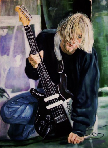 "Kurt Cobain portrait" başlıklı Tablo Rutujartist tarafından, Orijinal sanat, Petrol
